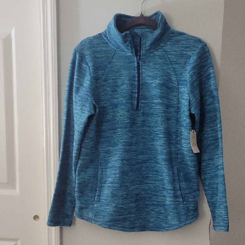 St. John's Bay Teal Quarter-Zip Fleece Pullover NWT Size Small